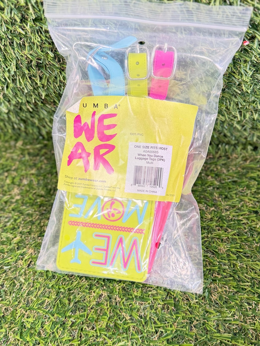 Zumba Fitness Neon Luggage Tag Set - Yellow, Blue & Pink